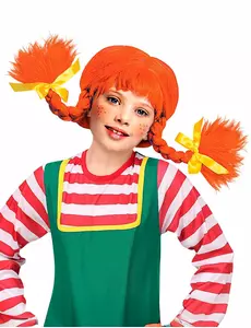 Peruk med röda flätor flicka