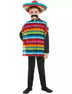Mexikansk poncho och sombrero barn