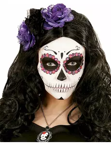 Hårband med lila och svarta blommor dam Dia de los muertos