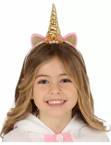 Enhörningsdiadem guld och rosa barn