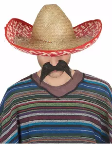 Röd och halmfärgad mexikansk sombrero vuxen