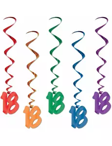 5 flerfärgade spiralhängdekorationer 18 år