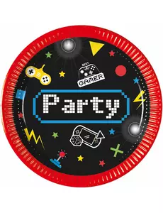 8 små papperstallrikar Gaming Party 20 cm