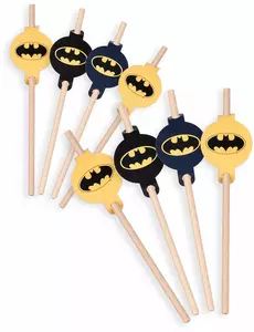 8 papperssugrör med medaljong Batman™ 20 cm