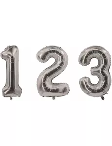 Aluminiumballong silverfärgad siffra 85 cm, Storlek: 0