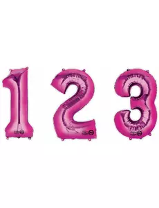 Aluminiumfolieballong siffra fuchsia 86 cm, Storlek: 3