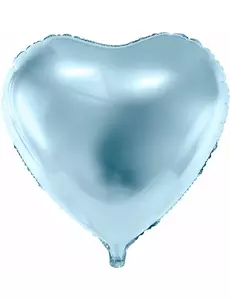 Ljusblå aluminiumballong hjärta 46 cm