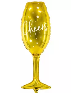 Guldfärgad aluminiumballong flöjt cheers 28 x 80 cm