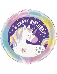 Aluminiumfolieballong happy birthday enhörning 45 cm