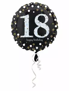 Holografisk aluminium­ballong Happy Birthday 18 år