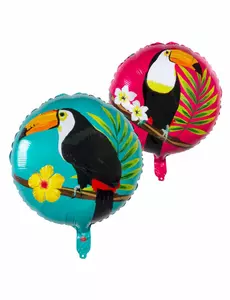 Blå och fuchsiafärgad tukanfolieballong 45 cm