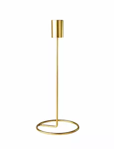 Designljusstake på fot i guldfärgad metall 23 x 9,5 cm