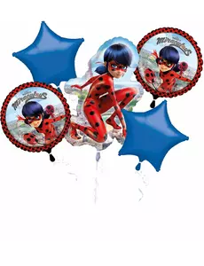 Bukett med 5 Ladybug™-aluminiumballonger
