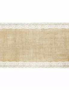 Jutebordslöpare med spetskanter 28 cm x 2,75 m
