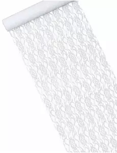 Vit spetslöpare 30 cm x 5 m