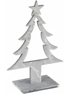 Julgransdekoration i grått trä 25 x 11 x 8 cm