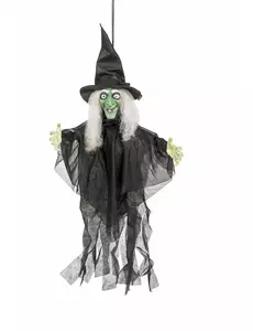 Animerad, lysande och talande häxdekoration Halloween