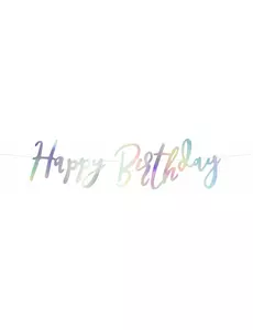 Iridescent pappgirlang Happy Birthday 16,5 x 62 cm