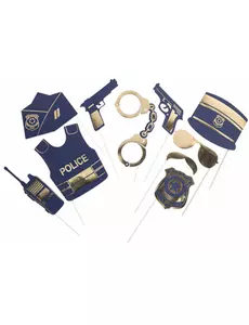 Photobooth-kit polis marinblå och guld 10 delar