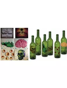 Set med 6 Halloween-flaskdekorationer