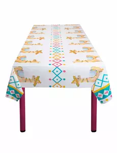 Vit plastduk med lama 130 x 180 cm