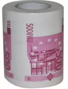 Humoristiskt toalettpapper 500-eurosedel
