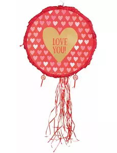 Piñata hjärta Love you röd och guld 40 cm