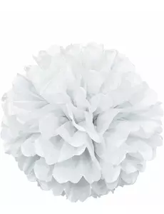 Vit papperspompon 40 cm