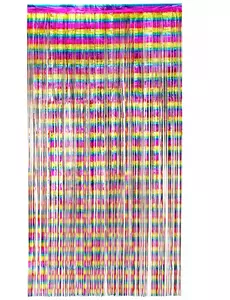 Regnbågsfärgad glittergardin 200 x 100 cm