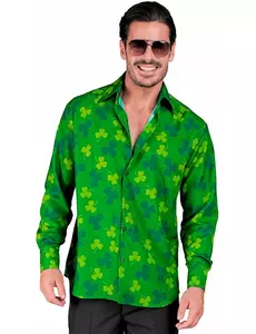 Långärmad skjorta med klöver Saint Patrick herr, Storlek: Small/Medium