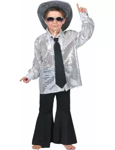 Silverfärgad discotröja pojke, Storlek: 10-12 år (140 cm)