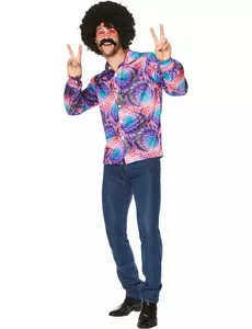 Psykedelisk hippieskjorta för herr, Storlek: Medium
