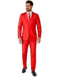 Röd Mr. Solid-maskeraddräkt för herr Suitmeister™, Storlek: Small (EU 44-46)