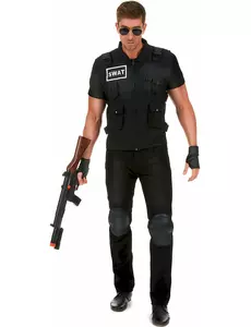 SWAT-agentmaskeraddräkt herr, Storlek: Large