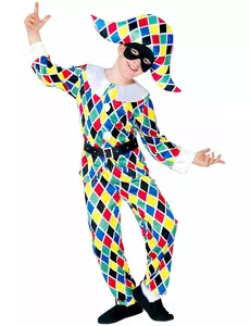 Maskeraddräkt mångfärgad harlekin barn, Storlek: 8-10 år (140 cm)