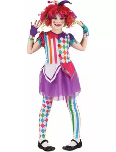 Färgglad harlekin-maskeraddräkt flicka, Storlek: 3-4 år (92-104 cm)