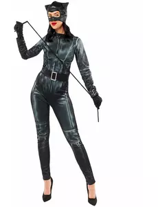 Klassisk Catwoman™-maskeraddräkt dam, Storlek: Large
