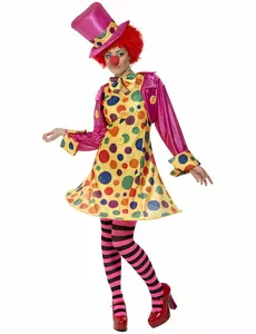 Komplett clownmaskeraddräkt dam, Storlek: Medium