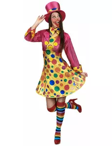 Rolig clownmaskeraddräkt för dam, Storlek: Small
