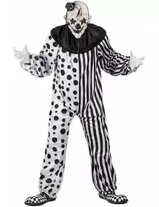 Maskeraddräkt monstruös clown svart och vit vuxen, Storlek: Medium