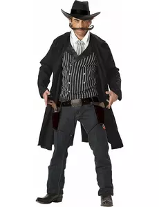 Santa Maria svart cowboy-maskeraddräkt herr, Storlek: Medium