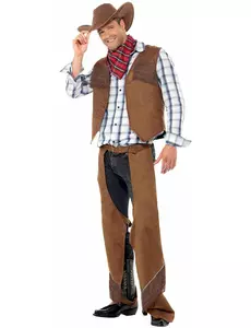 Cowboymaskeraddräkt med fransar herr