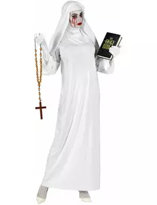 Vit nunnespökmaskeraddräkt plus size dam, Storlek: XX-Large