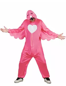 Maskeraddräkt rosa flamingo vuxen, Storlek: Medium