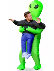 Uppblåsbar maskeraddräkt buren av en alien vuxen