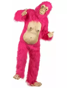 Rosa gorillamaskeraddräkt i latex vuxen