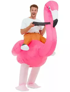 Maskeraddräkt stor rosa flamingo vuxen