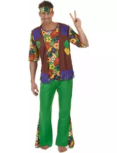 Hippie flower power-maskeraddräkt herr, Storlek: Large