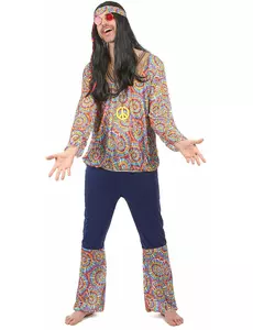 Hippie-maskeraddräkt med psykedeliskt mönster herr