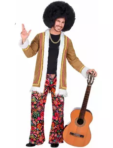 Hippiemaskeraddräkt Woodstock herr, Storlek: Small